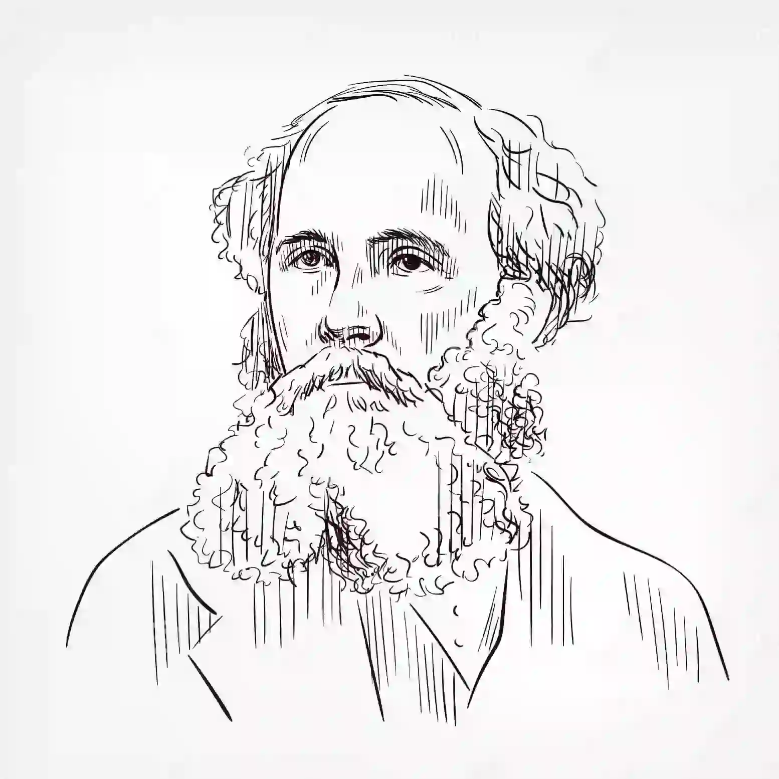 Retrato a lápiz de don James Clerk Maxwell.